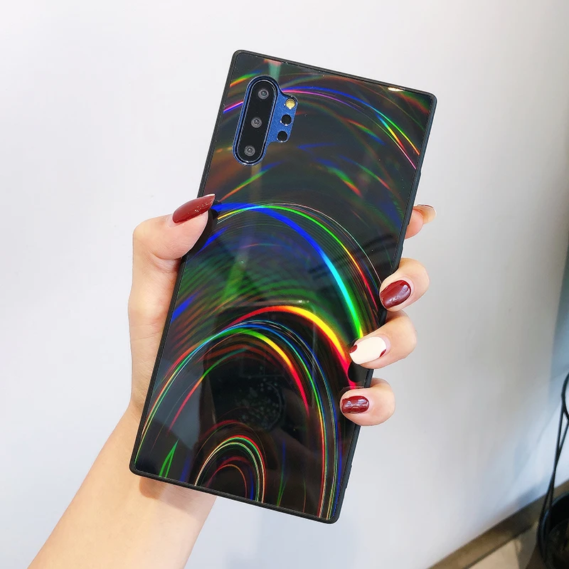 YHBBCASES для samsung Note 10 8 9 модные лазерные радужные чехлы для телефонов samsung Galaxy S8 S9 S10 Plus цветной мягкий чехол Аврора