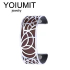 Браслет-манжета Yoiumit из титановой нержавеющей стали для женщин, новые стильные женские браслеты, сменные браслеты с геометрическим узором