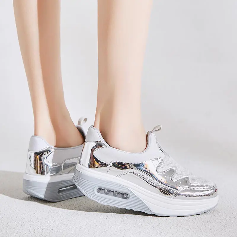 

Platform Slip-on Running Shoes Woman Sport Shoes Women Sneakers Ladies Sports Shoes Silver Chausure Femme Walking Ladies B-1193