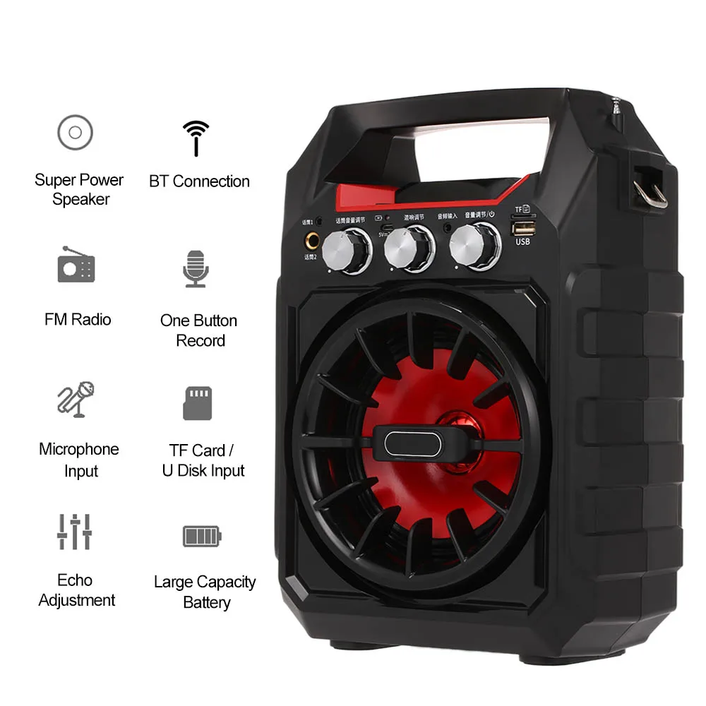 Bluetooth динамик s 15 Вт беспроводной открытый для караоке Ручной микрофон fm радио TF