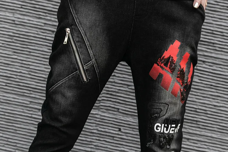 

New Jeans Women's Elasic Waist Slim Fashion Trend Loose Straight Pencil Pants Black Trend 2021 Zipper Slim Denim Trousers XC432