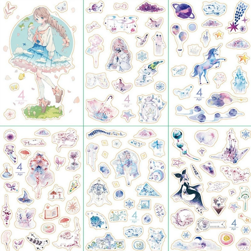 Девушка наклейки месяц мультфильм подарок аниме пакет мобильный телефон дневник