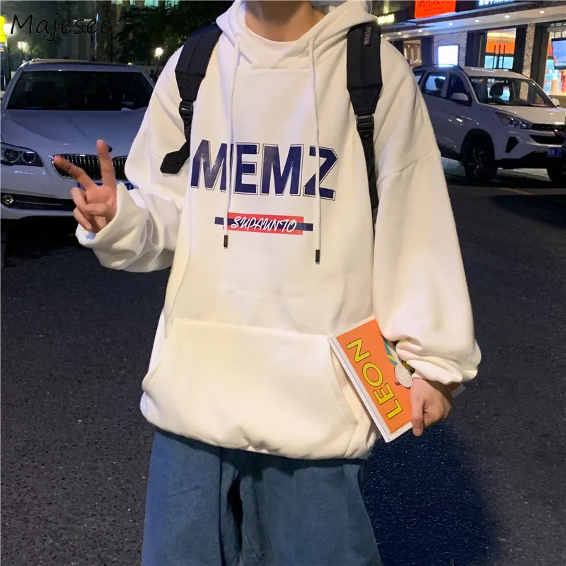 

Men with Hat Hoodies Sweatshirts Plus Size 3XL Letter Print Street Outwear All-match Males Leisure Chic Trendy Loose Harajuku