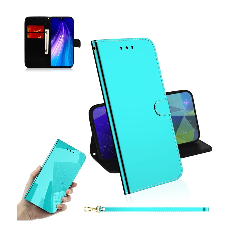 Кожаный зеркальный Чехол книжка для Xiaomi Redmi Note 8T 8 8A 7 7A Note7 K20 9T CC9E Note10 Магнитный