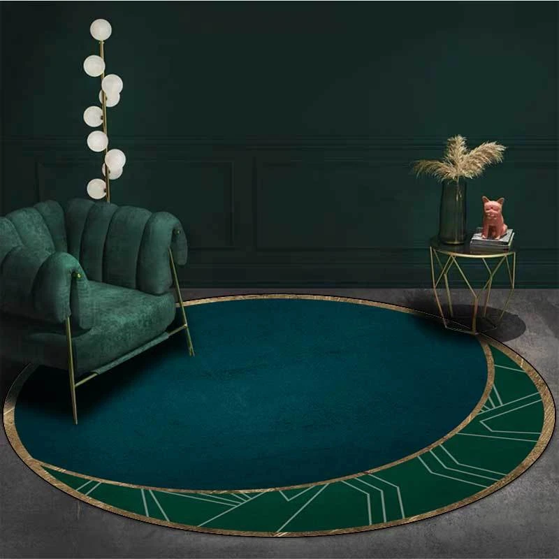 

Dark Green Stitching Color Round Carpet Soft Carpets For Living Room Anti-slip Rug Chair Floor Mat Bedroom Decor Carpet