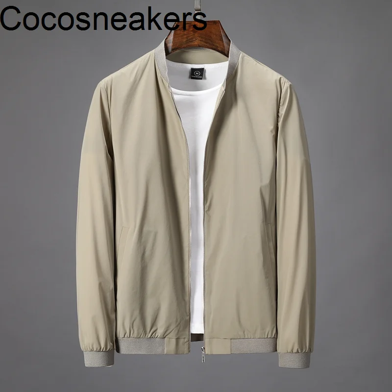 

Thin early autumn light elastic breathable sweat absorbing comfortable baseball collar business casual slim jacket men