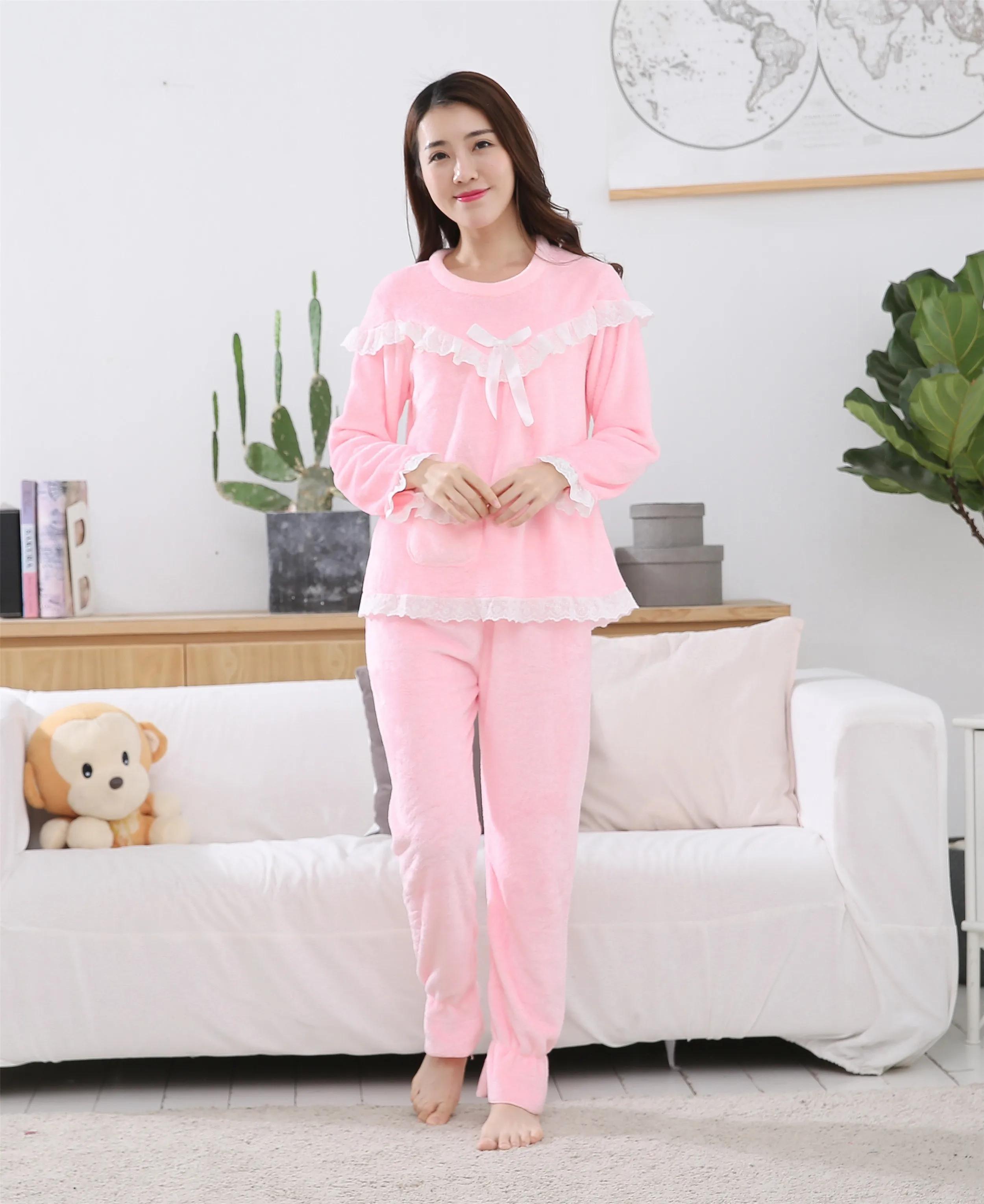 16 Mother and Daughter Clothes Adult Christmas Pajamas for Girl Autumn Winter Warm Flannel Pajamas Family Matching Outfits Set - Цвет: 16