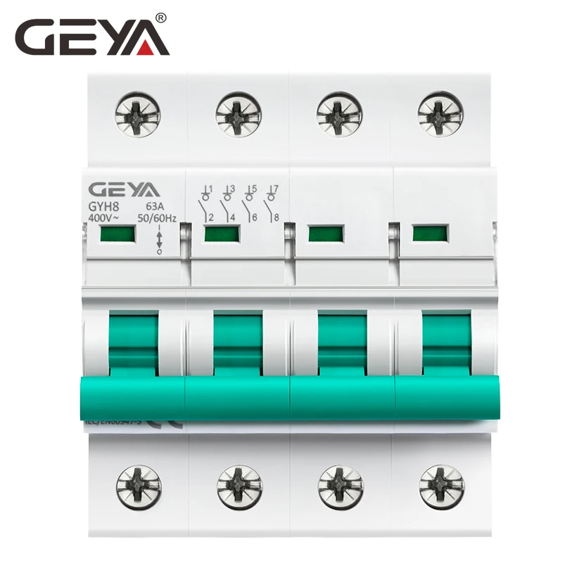 GEYA GYH8 Din Rail 4 полюса выключатель 400V главный 63A 100A 125A изолятор