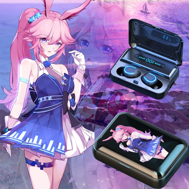 Игровые наушники Honkai Impact Bluetooth для Android беспроводные 5 0 зарядная коробка HD Аниме