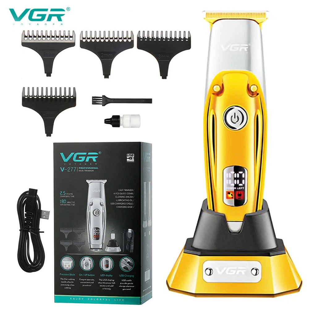 

VGR Golden Hair Clipper Set Professional Beard Trimmer Rechargeable Hair Trimmer Barber Haircutting Waterproof Haircut Machine