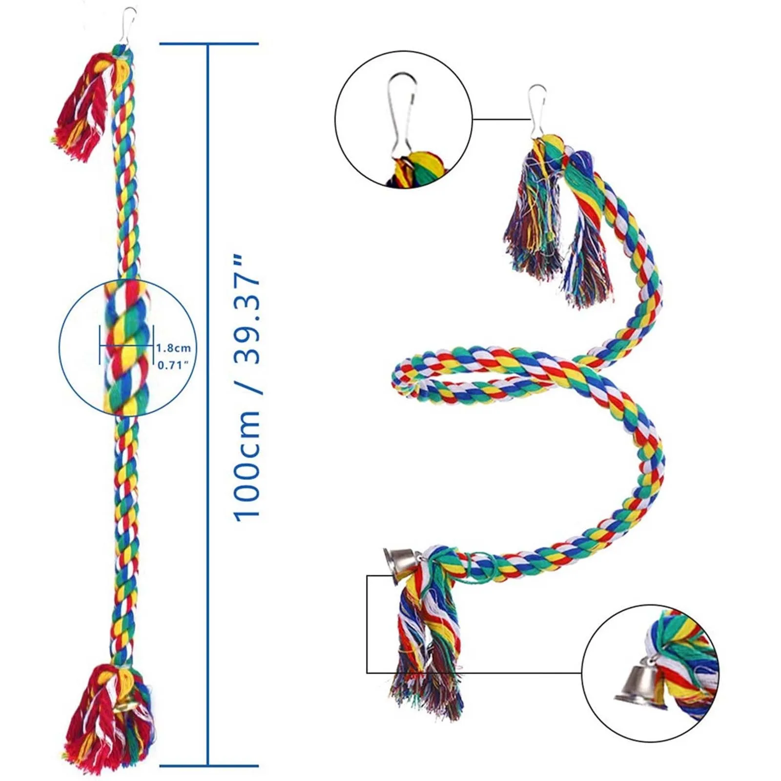 

Creative Birdcage Combination Climbing Cotton Rope Molar Station Rod Grinding Claw Rod Pet Cage combination Bird Toy Bell Swing