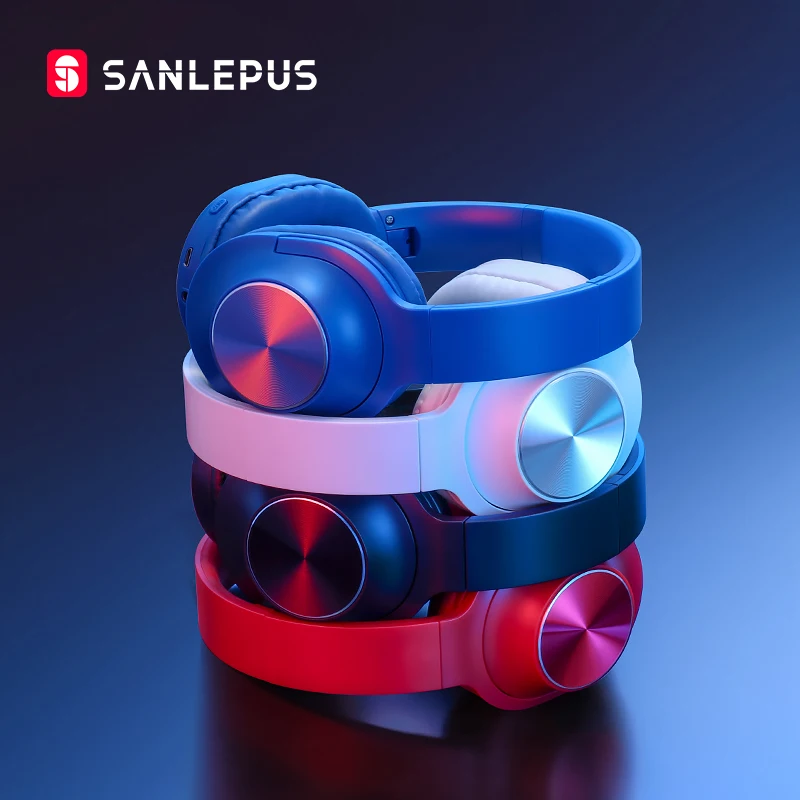 Беспроводные Bluetooth наушники SANLEPUS портативная стереогарнитура с микрофоном для