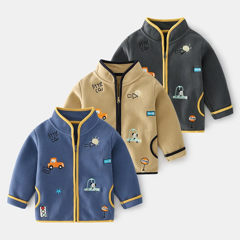 

Детское зимнее пальто с карманами и мультяшным принтом, на молнии, меховые куртки для детей от 2 до 6 лет, унисекс, для мальчиков и девочек, осе...