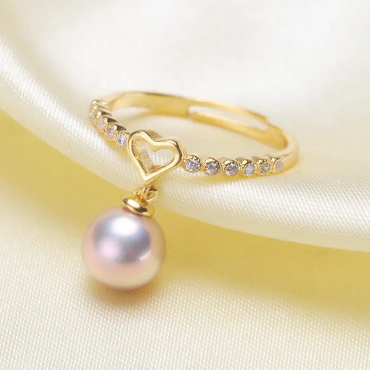 

New Listing 925 Silver Plating Flower Pearl Ring Round Empty Support Allergy Does DIY Jewelry Accessory Parts Hypoallergenic