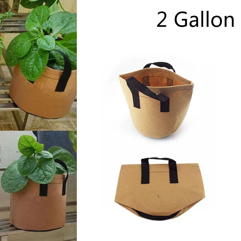 

2 Gallon Plant Flower Grow Bags Nonwoven Fabric Pot With Handles Potato Vegetable Growing Bag Home Garden Tool
