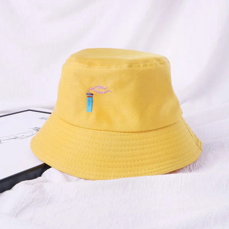

Adult Unisex Hiking Outdoor Fisherman Cap Hat Summer Vintage Cartoon/Letter Embroidery Bucket Hat