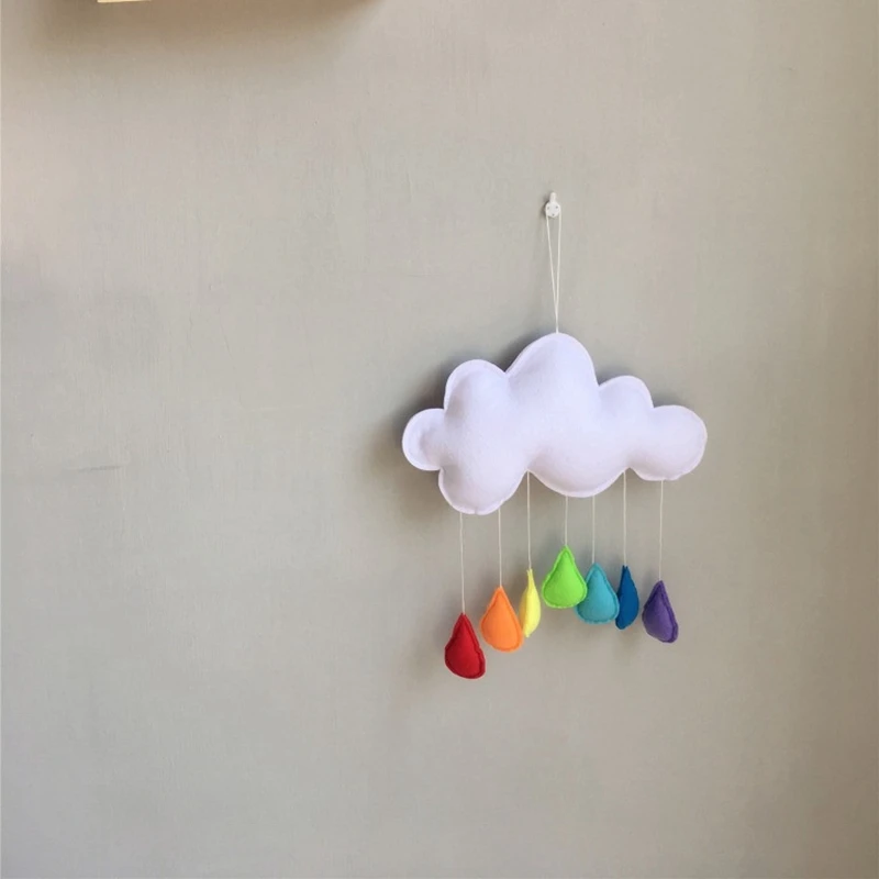 1PCS INS Rainbow Raindrop Pendant Nordic Felt Cloud Wall Hanging Ornaments Baby Shower Party Children Room Decor Supplies Drops | Дом и сад