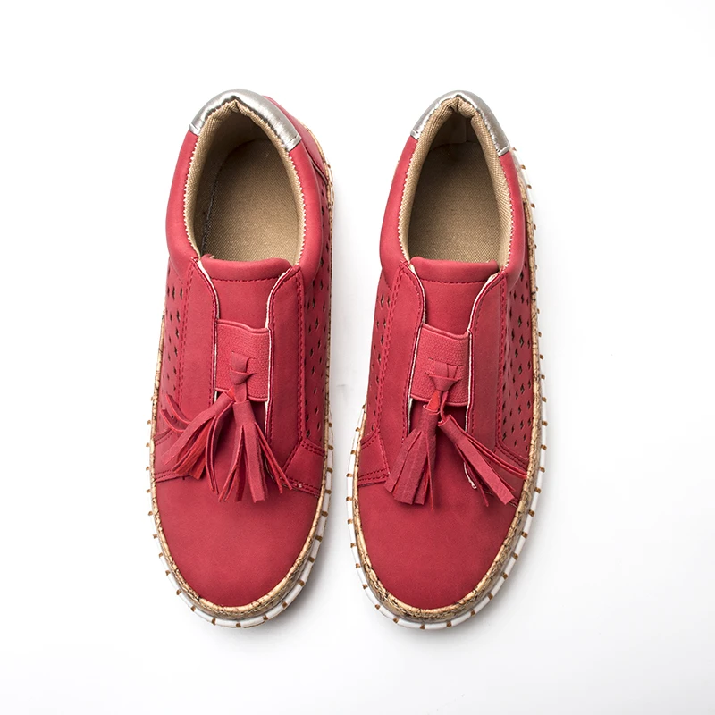 Fujin Slip on Shoes 2020 New Spring Autumn Female Leather Casual Women Tassel Breathable Ladies Shoe Flats | Обувь