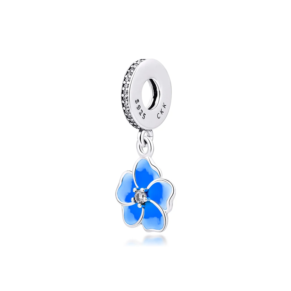 

DIY Fits for Pandora Charms Bracelets Poetic Blooms Beads with Pale Blue Enamels 100% 925 Sterling-Silver-Jewelry Free Shipping