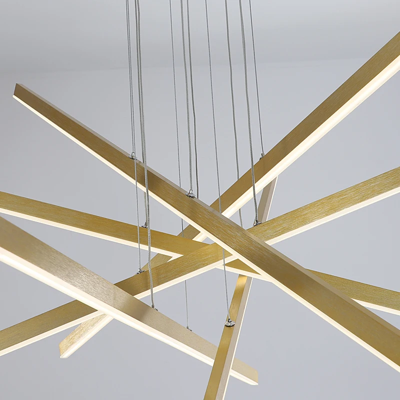 FKL Modern Chandelier Golden LED Acrylic Light Shade Living Room Dining Bar Minimalist Irregular | Лампы и освещение