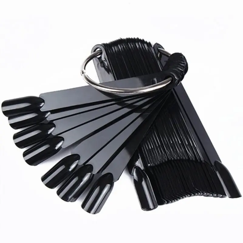 Веерообразные Типсы для нейл-арта образцы ногтей палочки белый розовый черный