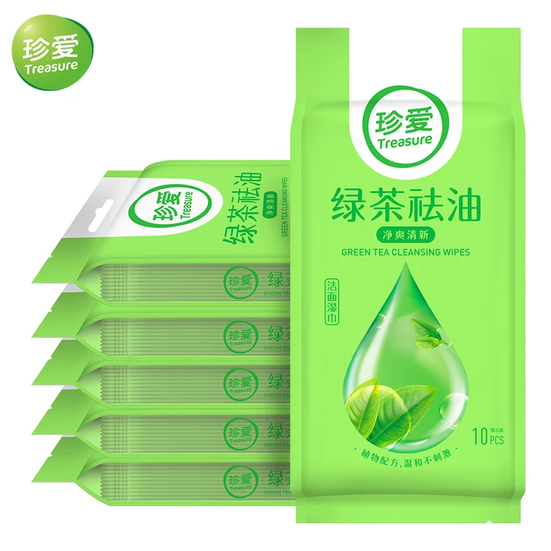 6 мешков 60 графов сокровище зеленый чай экстракт для лица и рук салфетки Нетканые