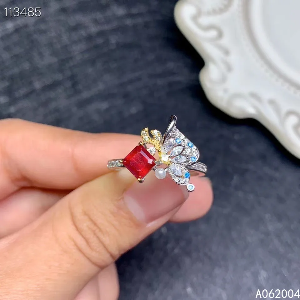 

KJJEAXCMY fine jewelry 925 sterling silver inlaid natural adjustable ruby new Female Girl Miss Woman ring fashion