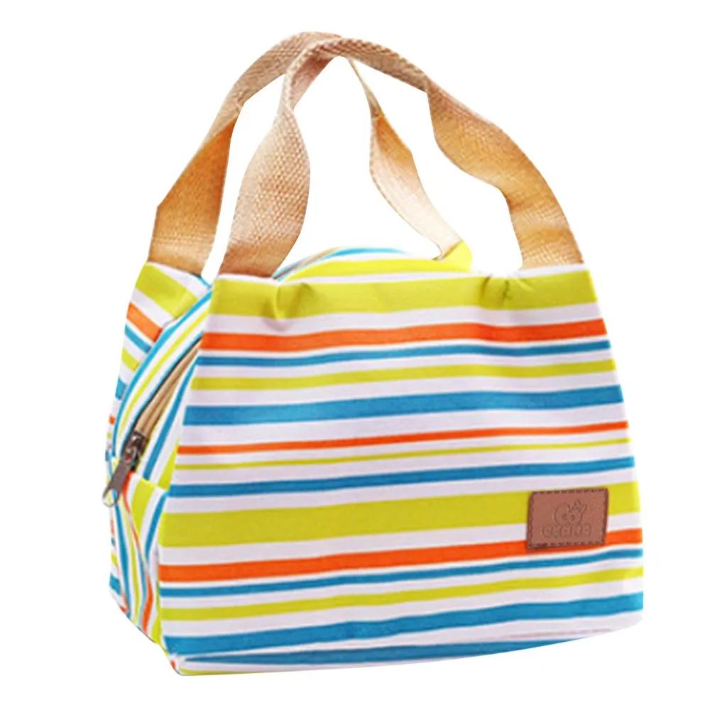 Maison Fabre lunch bags for women Nylon thermal bag Portable Stripe Lunch Food Fresh Pouch Office Picnic Drink Cold Handbag | Багаж и