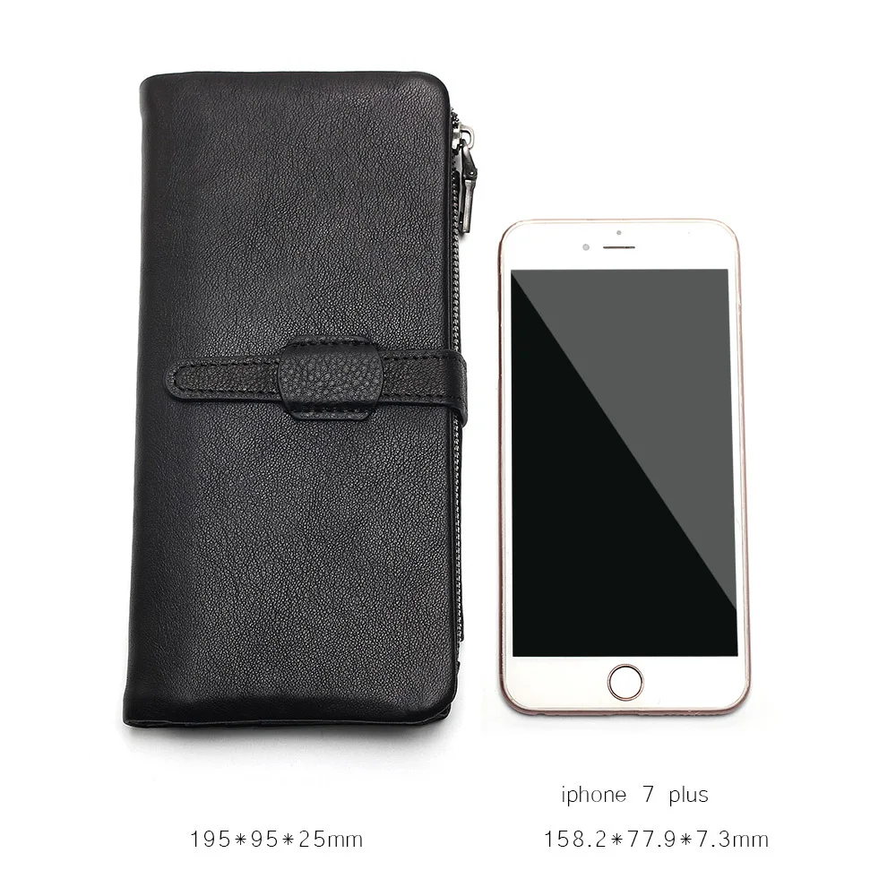 

Wallet Men's Long Genuine Leather Multi-functional Wallet Men Clutch Bag Cowhide Youth Zipper Leather Wallet Mobile Phone Bag