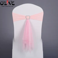 spandex lycra chair sashes bow tie stretch chair cover wedding chair decoration knot band wedding banquet supplies venue