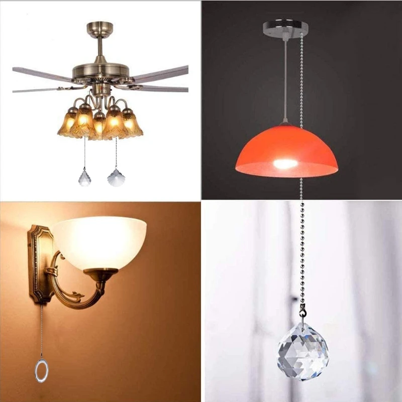 

2 Sets Crystal Ceiling Fan Pulls Chain Lamp Pulls Chain Extension Home Decor Metal Lighting Accessories Chandelier Zipper