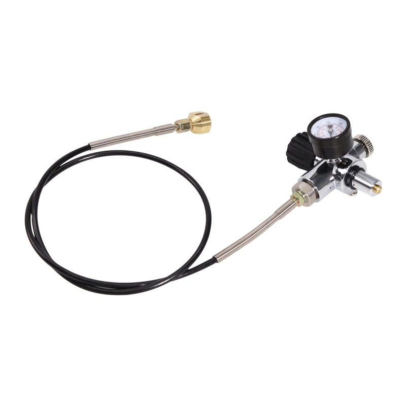 

NEW-PCP Scuba Charging Valve Air Filling Station Refill Adapter with 400Bar 6000Psi Gauge with M18X1.5 Threads
