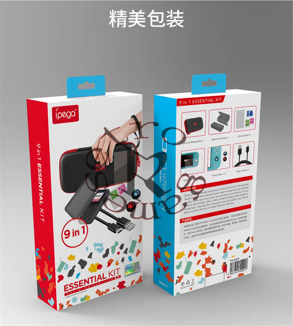 Ipega PG SL001 для Switch Lite Набор 9 в 1 сумка хранения + коробка карт очистки закаленная