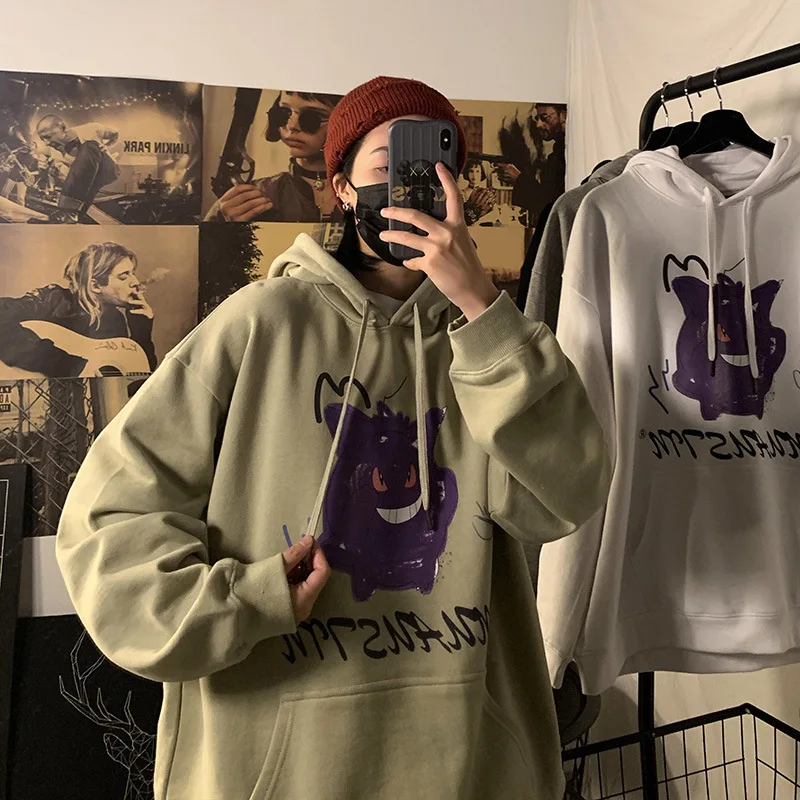 

2021 Autumn Winter New Devil Hoodie women Fashion Casual Hoodies Loose Fleece Hip Hop Streetwear Men's Sweatshirt Anime Clothes