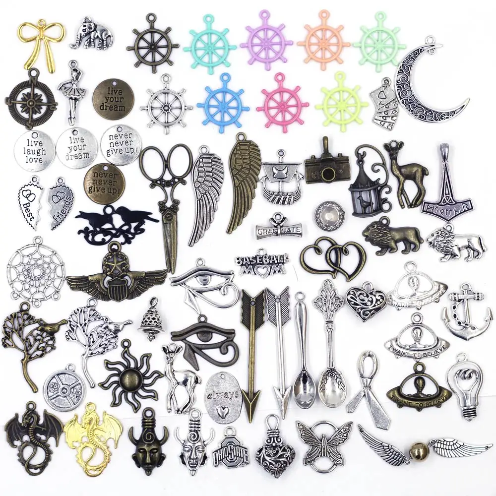

20Pcs Random Pendants Rudder Moon Deer Lion Dragon Spoon Mixed Alloy Handmade Charm Bracelets Jewelry DIY Accessories Drop Ship