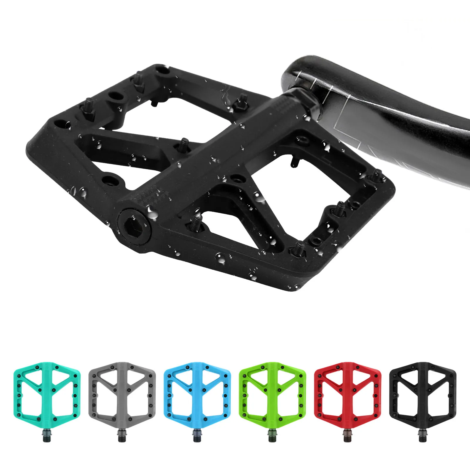 

RACEWORK Bicycle Pedals Wide Platform Pedales Mountain Bike Pedals Non-Slip Nylon Pedals 9/16in Bearings Riding Accessories