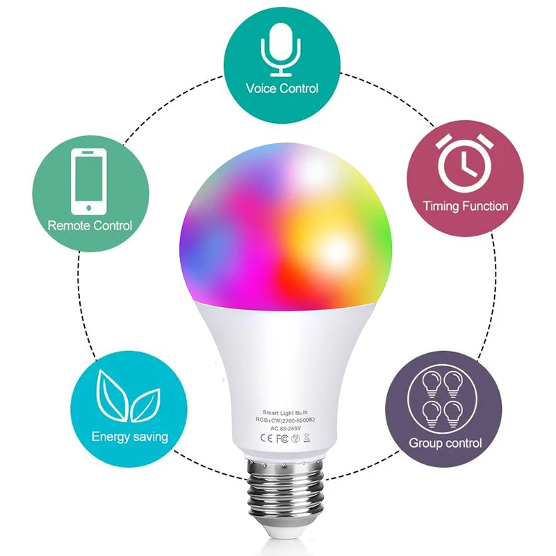 Умная Светодиодная лампа Управление с помощью смартфона APP или ИК пульт