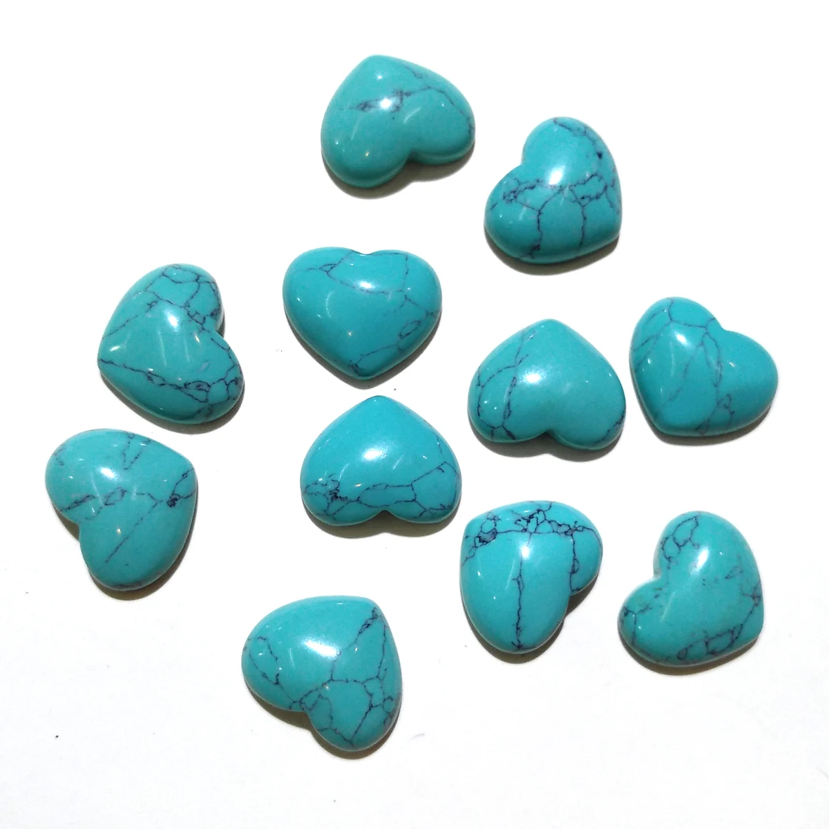 Бирюзовый Кабошон в форме сердца из натурального камня 10 шт.|Ювелирная фурнитура