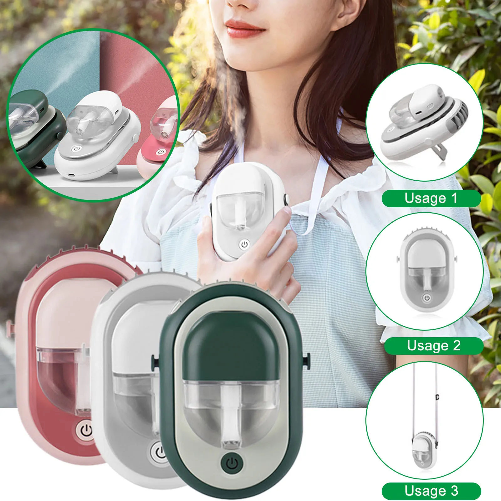 

Hanging Neck Aromatherapy Spray Fan Three-in-one Rechargeable Large Wind Outdoor Office School Air Cooler Вентилятор #33