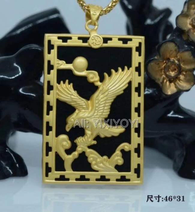 

Natural Dark Green Hetian Jade 925 Silver Gold Chinese Eagle Horse Dragon GuanYin Blessing Pendant Necklace Certificate Jewelry