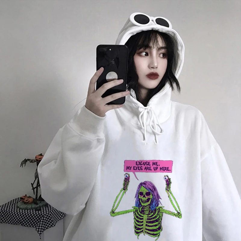 

Spicy-eyed Skeleton Hoodie Korean Fashion Goth Streetwear Mens Clothing Spring Hot Sale Long Sleeve Casual Hooded Sweatshirt