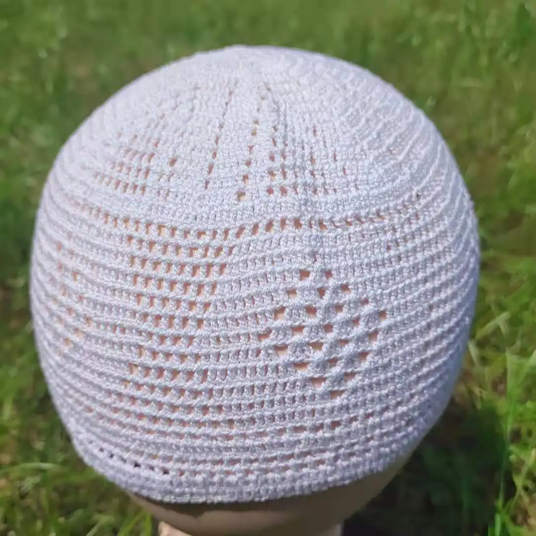 Мусульманская шапка шляпа национальная вязаная сетка крючком ручная белая