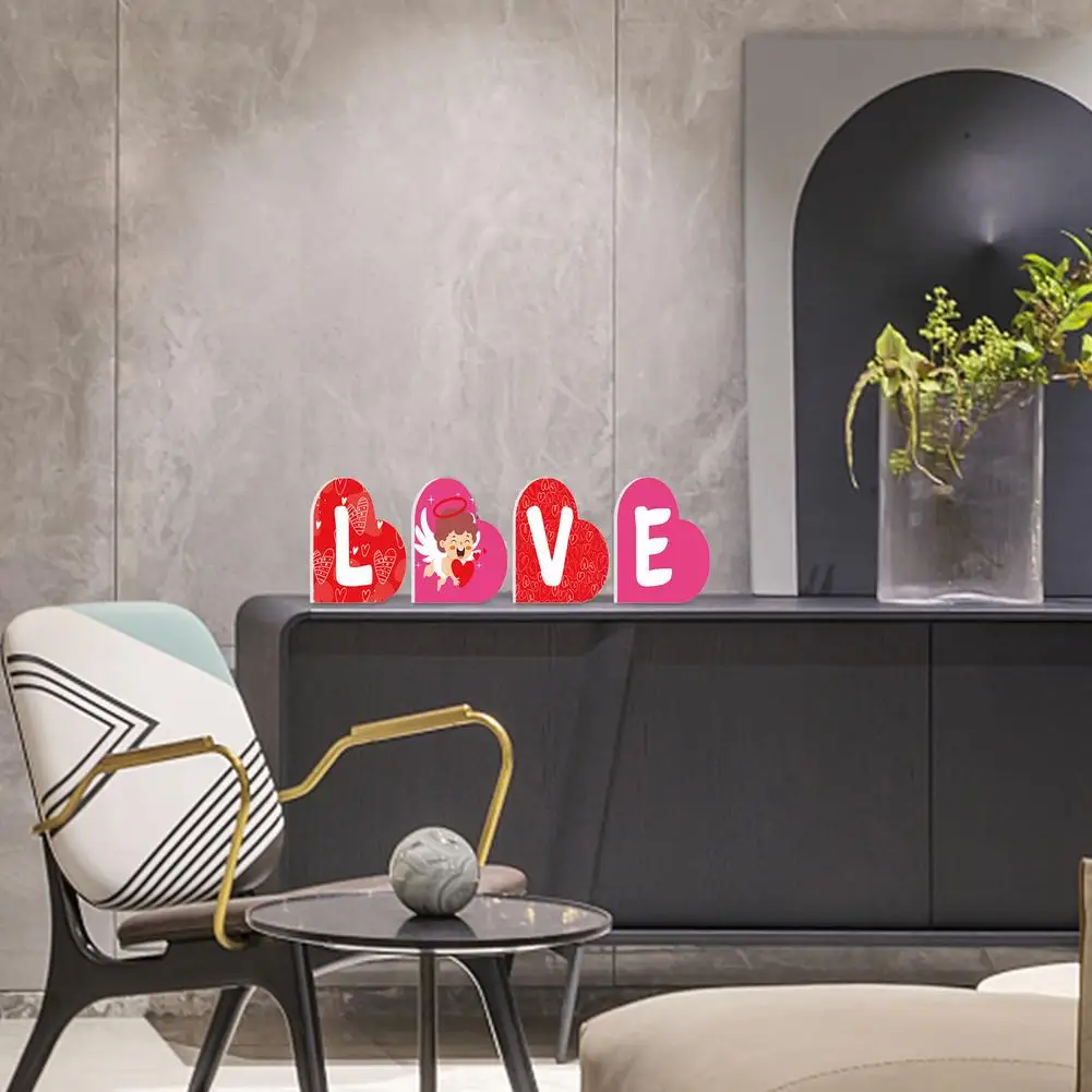 Деревянный Декоративный Настольный знак для Дня Святого Валентина 4 шт. ручная