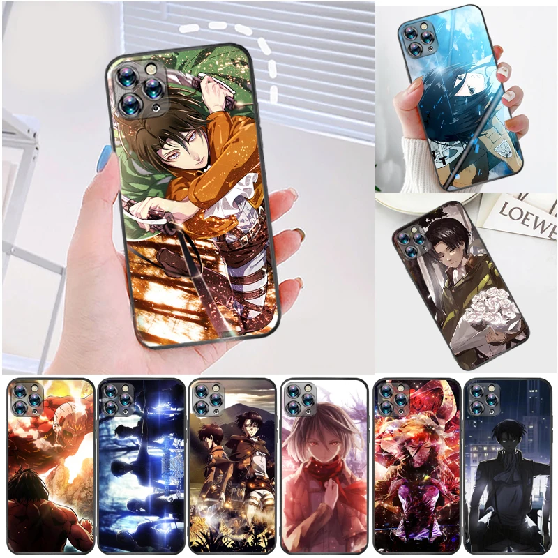 

Attack On Titan Eren Jager Mikasa Ackerman Armin Arlert Levi Phone Case For iPhone 6 6S 6Plus 7 8 Plus Coque Soft TPU Funda