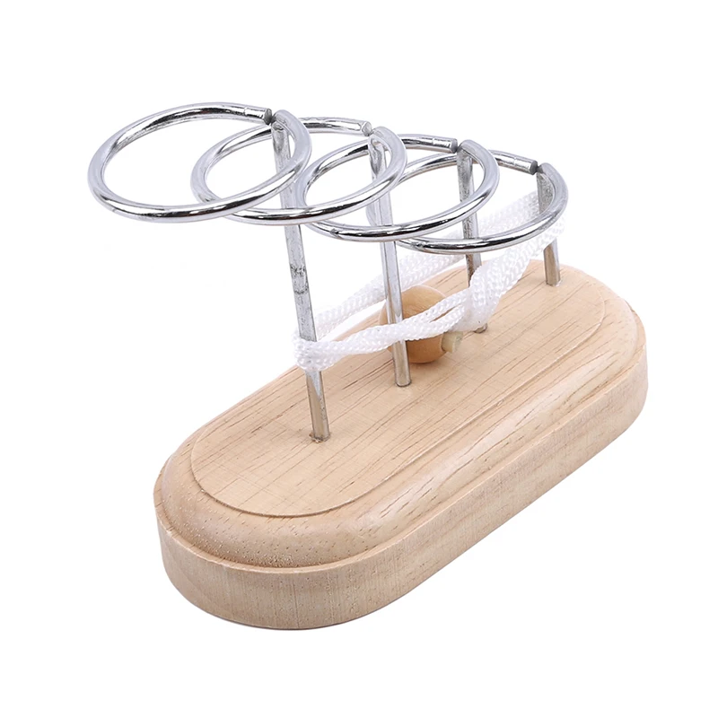 

Toys For Children And Adult Puzzle Game Classic Brain Teasers Metal Wooden Stand String Rope Puzzle Toys Best Selling