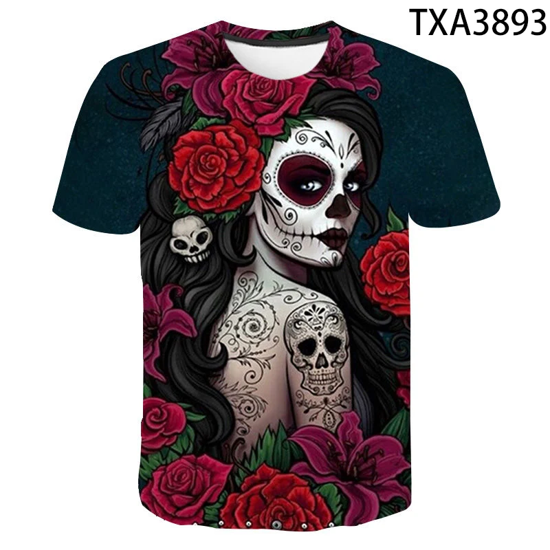 Футболка с черепом террора для мужчин женщин детей панк-рок готика 3D принт