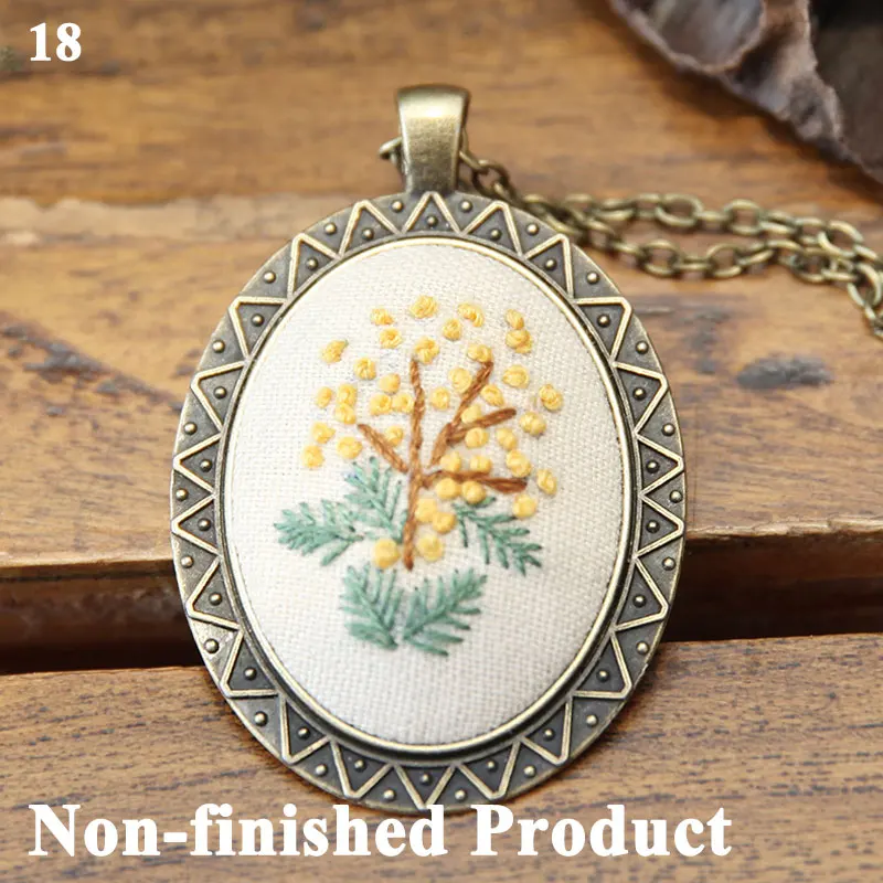 

Cross Stitch Ornament Tool Pendants Necklace Beginner Embroidery Kit DIY Hand Sewing Stitching Non-finished Fabric Product