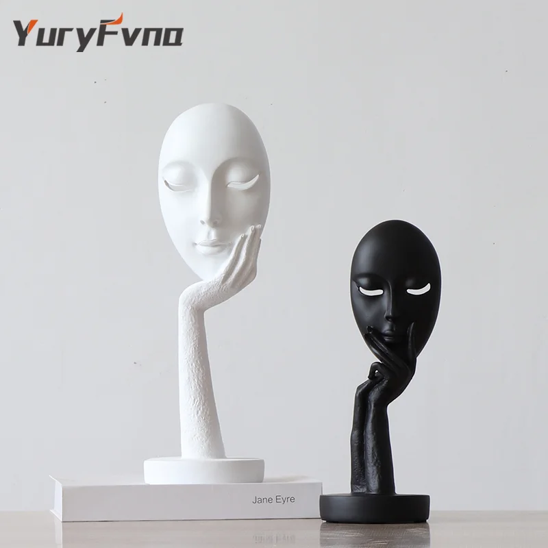 Бесшумная женская статуэтка YuryFvna маска думанка из смолы абстрактная скульптура