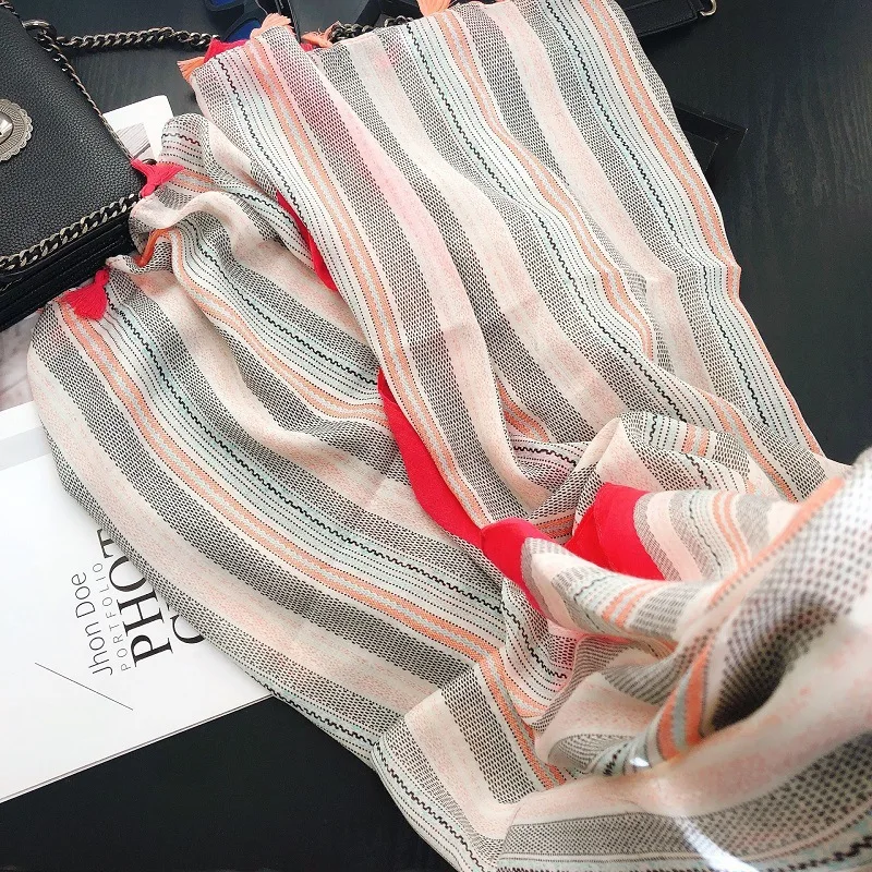 2020 испанская мода простая лента Омбре цепь кисточка шаль из вискозы шарф женский