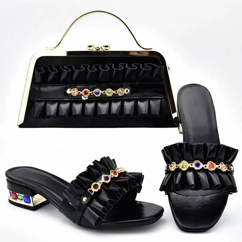 Новейший дизайн Комплект из женских свадебных туфель и сумочки в африканском